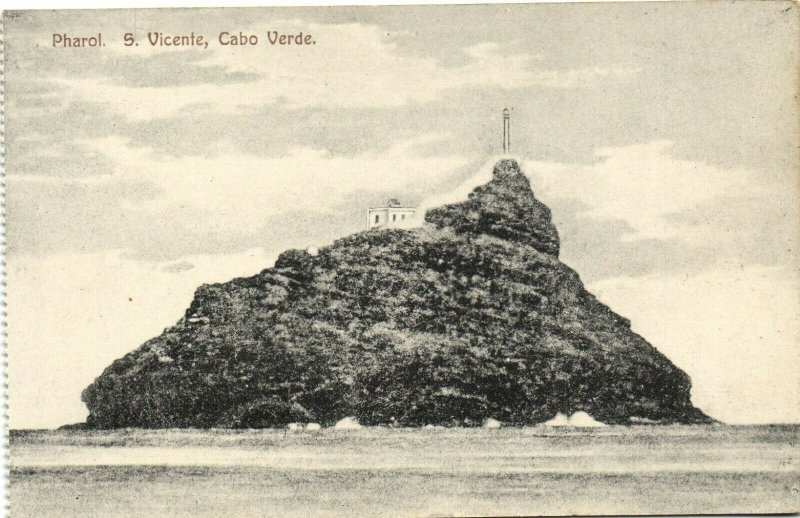 PC CPA CABO VERDE / CAPE VERDE S. VICENTE LIGHTHOUSE Vintage Postcard (b26734)