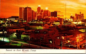 Texas Fort Worth Skyline At Sunset