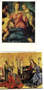 The Virgin, scenes, by famous painters Lot of 2 modern religious postcards