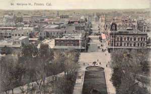 Hand Colored Postcard Mariposa Street in Fresno, California~126235