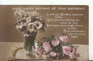 Greetings Postcard - Birthday - Flowers - Real Photo - Ref TZ80