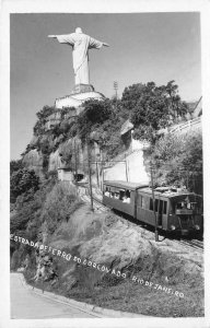 RPPC Estrada de Ferro do Corcovado RIO DE JANEIRO Railway 1953 Vintage Postcard