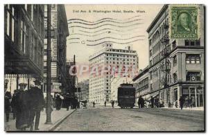 Postcard Old 2nd Ave Washington Hotel Seattle Wash Tram