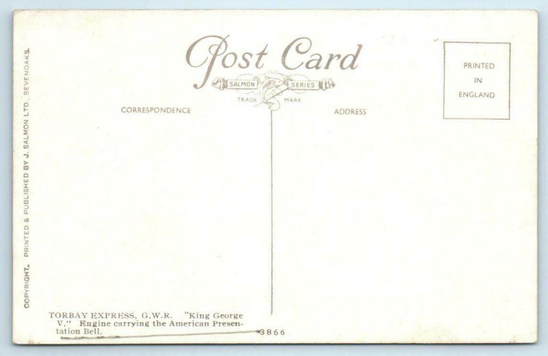 Railroad Train TORBAY EXPRESS G.W.R. King George V UK ~ Howard~Salmon Postcard