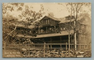 CATSKILL MTS NY ONEORA PARK BEAR AND FOX INN ANTIQUE REAL PHOTO POSTCARD RPPC