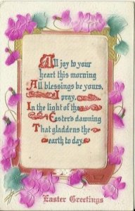 Easter Greetings with Poem On Silk and Bright Purple Airbrushed and Embossed