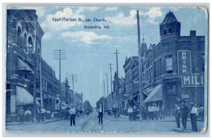 Alexandria Indiana Postcard Harrison Street Church Building Exterior 1908 Posted