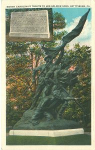 Gettysburg PA NC Tribute to Her Soldiers 1931 WB  Postcard Used