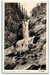 1923 Trick Falls Glacier National Park Montana MT RPPC Photo Vintage Postcard