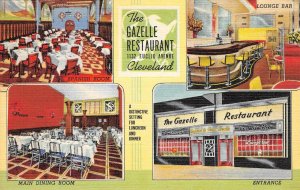 GAZELLE RESTAURANT Cleveland, Ohio Roadside '40s Linen Art Deco Vintage Postcard