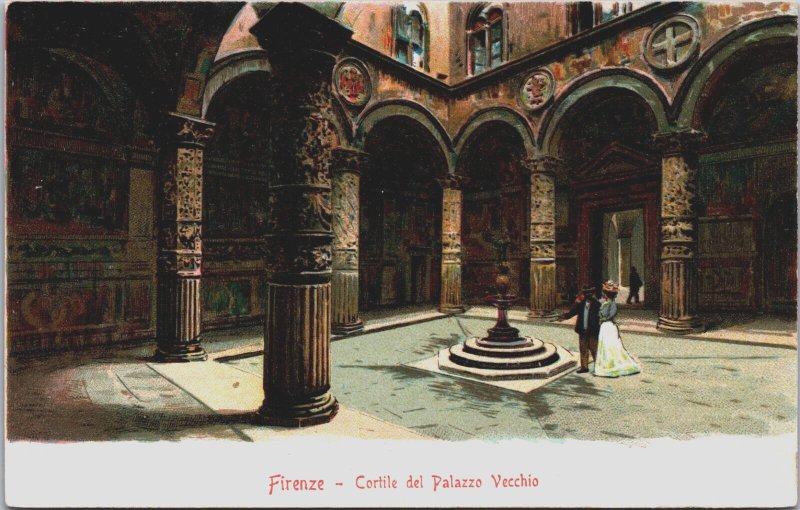 Italy Firenze Cortile del Palazzo Vecchio Florence Vintage Postcard C184