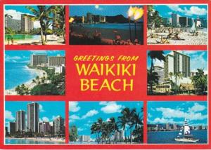 Hawaii Greetings From Waikiki Beach Multi View