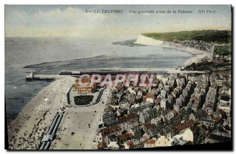 Old Postcard Treport Vue Generale Prize De La Falaise