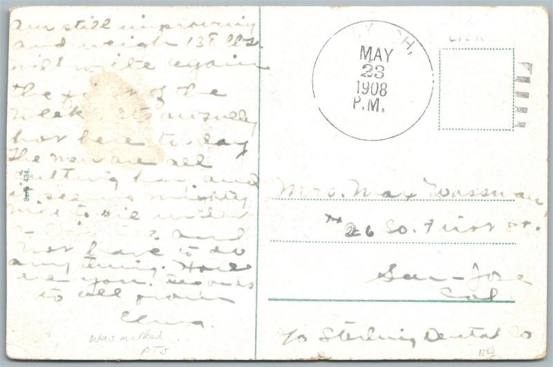 MULTIPLE BABIES CANOEING 1908 ANTIQUE POSTCARD