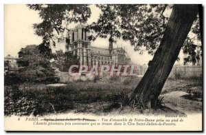 Old Postcard Paris D View all Notre Dame taken at the foot of acacia