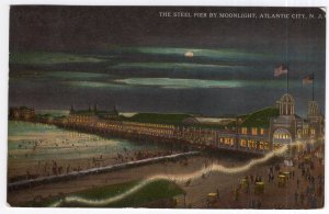 Atlantic City, N.J., The Steel Pier By Moonlight