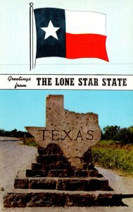 Texas Greetings From The Lone Star State With State Flad and Stone Welcome Ma...