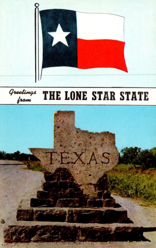 Texas Greetings From The Lone Star State With State Flad and Stone Welcome Ma...