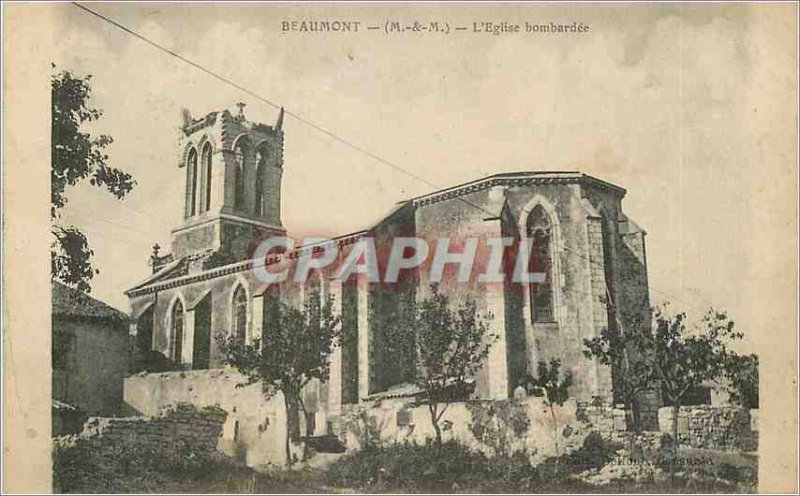 Postcard Old Beaumont (M and M) bombed the Church Army