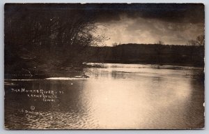 Estherville Iowa~Des Moines River @ Dusk Under Overcast Skies~A Few Ripples RPPC