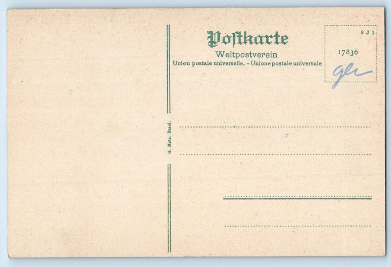 Basel Switzerland Postcard Wettstein Bridge Little Basel c1910 Antique