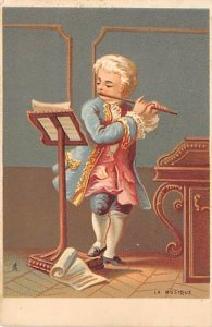 Approx. Size: 3. x 4.5 French man playing the flute  Late 1800's Tradecard Non  