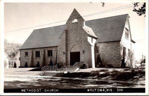 Real Photo Postcard Methodist Church in Wautoma, Wisconsin