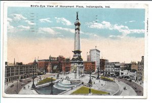 Indianapolis, IN - Bird's Eye View of Monument Place - 1921