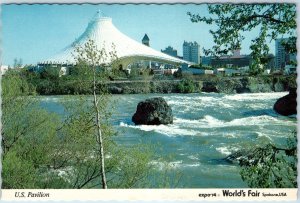 1974 Spokane, WA Expo 74 World's Fair U.S. Pavilion Postcard Riverfront M52