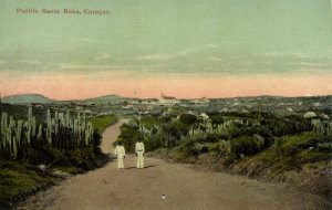 curacao, D.W.I., Pueblo Santa Rosa, Panorama (1920s) Postcard