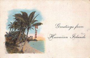 GREETINGS FROM HAWAIIAN ISLANDS HAWAII JAPAN TO USA POSTCARD 1926