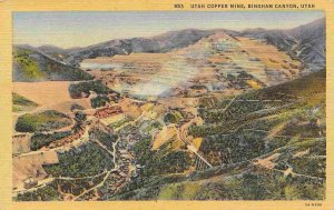 Utah Copper Mine Bingham Canyon UT 1940s linen postcard