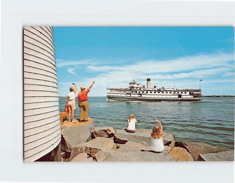 Postcard Steamer Passing Brant Point Nantucket Massachusetts USA