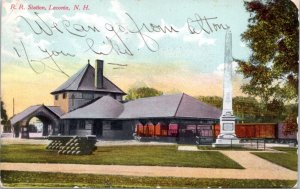 Postcard NH Laconia Railroad Station