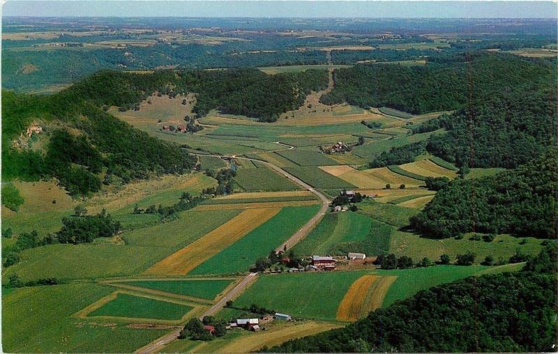 Coulee-La Crosse Wisconsin~Fields in Heart of Coulee Region~1960s Postcard 