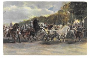 Der Pferdemarkt Horse Fair Market Artist Rosa Bonheur Stengel Art Postcard