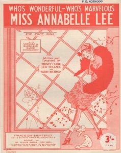 Who's Wonderful Who's Marvelous Miss Annabelle Lee  Sheet Music