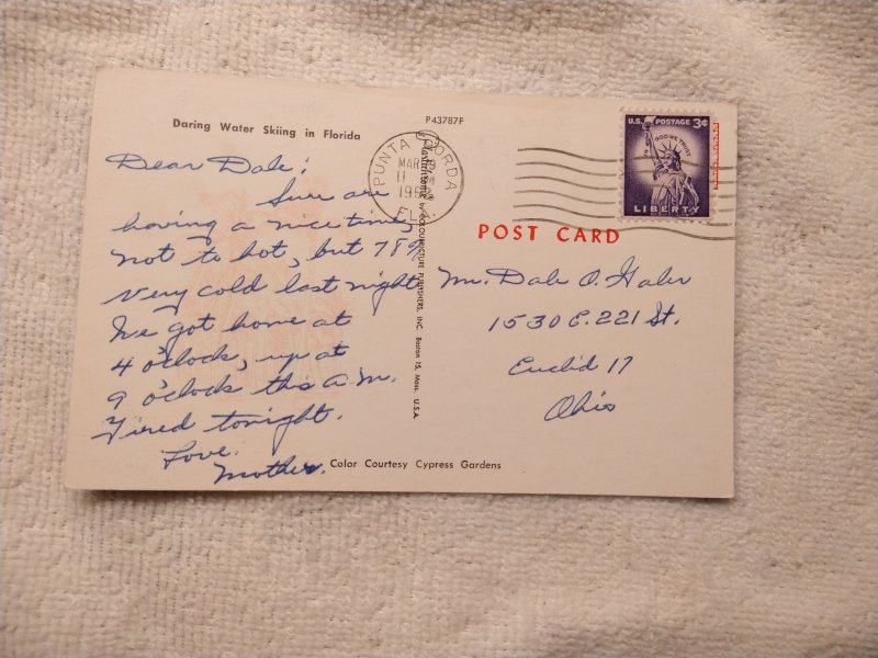 1960's Water Skiing in Florida Chrome Postcard