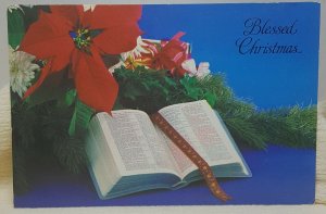 Blessed Christmas Bible Vintage Postcard