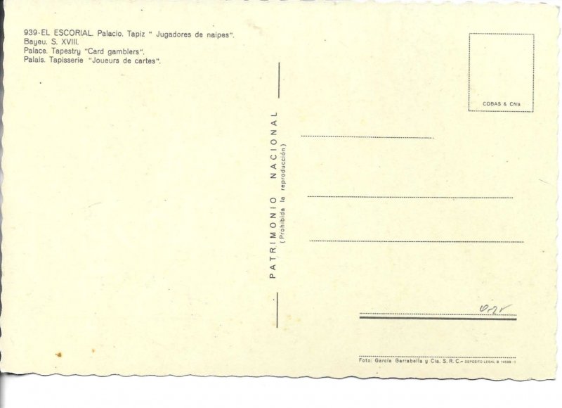 Card gamblers  Tapestry in El Escorial Monastery. Modern Spanish PC