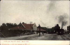 Beloit WI CM&St. Paul RR Train Depot Station 1907 Used Postcard