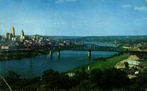 USA Five Bridges and River From Devou Park Cincinnati Ohio Postcard 08.47