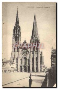 Postcard Old Chartres Facade of the Cathedral