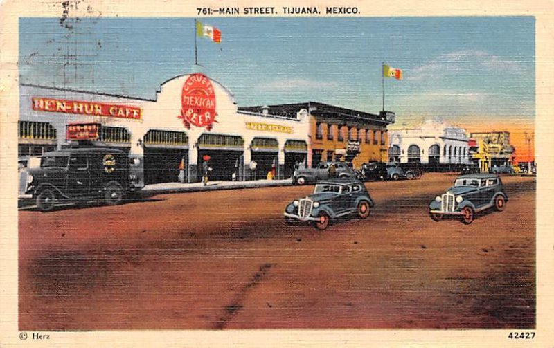 Main Street Tijuana Mexico Tarjeta Postal Postal Used Unknown, Missing Stamp 