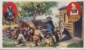 Settlers Repelling Indian Attack American West Native Prudential Postcard