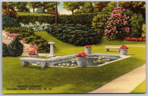 Vtg Wheeling West Virginia WV Sunken Gardens Oglebay Park 1940s View Postcard