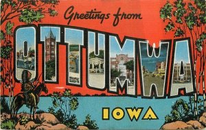 Iowa Ottumwa Large Letters multi View Lewis News  Kropp Postcard 22-4819