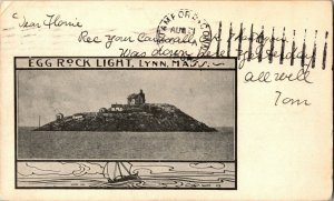 Egg Rock Light, Lynn MA c1904 Undivided Back Vintage Postcard Q39