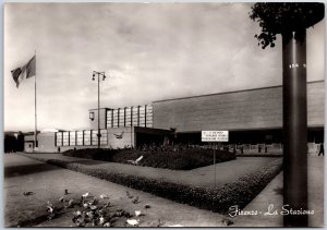 The Station Florence Italy Landscaped Grounds Birds Real Photo RPPC Postcard