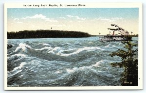 c1910 MONTREAL ST LAWRENCE RIVER STEAMER SAULT RAPIDS VALENTINE POSTCARD P1772